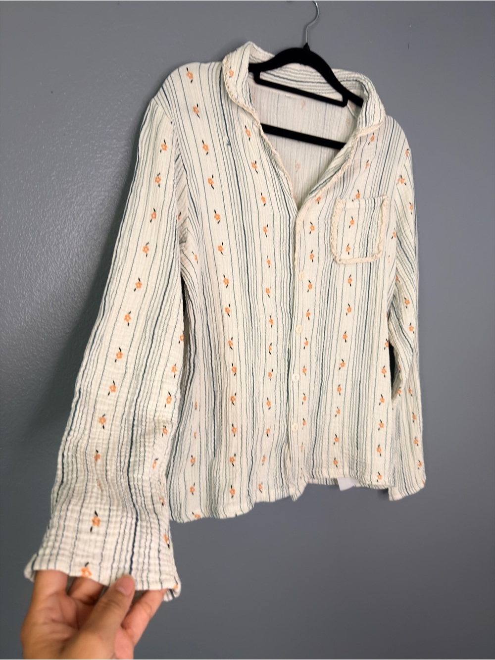 The Bloom By Fleece Company Muslin Cotton Pajama Top Cottage Fairy Med to Lg.